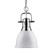 Golden 3602-S CH-WH - Yep by Golden Lighting Duncan 1-light 9in Chain Hung Pendant in Chrome and White shade